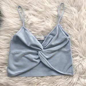 Light blue zara tied crop top in a medium also fits small